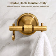 Plantex 304 Grade Stainless Steel Hooks for Hanging Clothes and Towel in Bathroom/Living Room- Niko (Brass Antique)