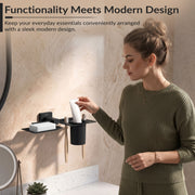 Plantex Soap Dish with Tumbler Holder/Soap Stand/Stainless Steel Soap Case with Toothbrush Holder/Bathroom Accessories - Aqua (Black)