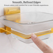 Plantex 304 Grade Stainless Steel Glass Soap Dish/Soap Stand/Soap Holder/Bathroom Accessories - Crystal (PVD Gold)