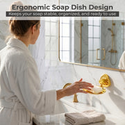 Plantex J4 Stainless Steel Wall Mounted Soap Holder for Bathroom/Soap Holder for Kitchen/Soap Stand for Bathroom/Bathroom Accessories (PVD Gold Finish) Angel