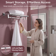Plantex Heavy-Duty Stainless Steel Towel Rack for Bathroom/Towel Bar/Towel Holder/Bathroom Accessories (24 Inch-Chrome)- Pack of 1, Aqua