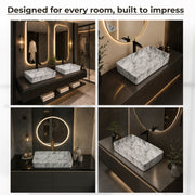 Plantex Table Top Marble Finish Basin/Ceramic Washbasin for Bathroom/Countertop Wash Basin for Home/hotel/Restaurant (24 x 13 x 5 Inch)