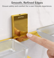 Plantex 304 Grade Stainless Steel Glass Soap Dish with Tumbler Holder/Soap Stand/Toothbrush Holder/Bathroom Accessories - Crystal (PVD Gold)