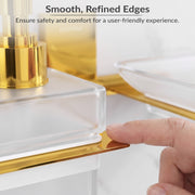 Plantex 304 Grade Stainless Steel Glass Soap Dish with Liquid Dispenser for Bathroom/Soap Stand/Glass Shampoo Dispenser/Bathroom Accessories - Pack of 1 (Crystal, PVD Gold)