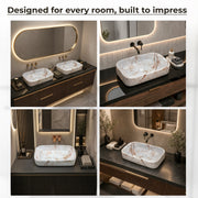 Plantex Tabletop Wash Basin for Bathroom/Designer Ceramic Basin/Rectangle Countertop Wash Basin/Home/Office (22 x 14 x 5 Inch)