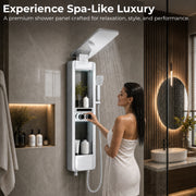 Plantex Shower Panel for Bathroom with Hand Shower/Body Massage Jets/Showerhead/304 Grade Stainless Steel Showers System with Hot & Cold Mixer (KM-8103-Chrome)