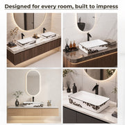 Plantex Ceramic Basin For Bathroom/Table Top Basin/Counter Top Basin For Restaurant/Hotel (24 X 14 X 11 Inch), Silver