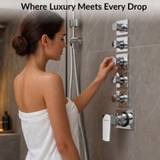 Plantex 5 Way Thermostatic Shower Diverter/Pure Brass Concealed & Exposed 5-Outlet Mixer Valve Body/Multi-Function Bathroom Diverter with Button Control - (Kubix Primium-2589)