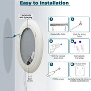 Plantex Resin Frame LED Bathroom Mirror/Designer Mirror for Living Room/Bathroom Mirror with LED Light/Dressing Room - Oval Shape (White, 32 x 24 Inch)