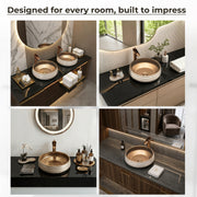 Plantex Round Wash Basin for Bathroom/Ceramic Tabletop Washbasin/Basin for Bathroom Indo-European Collection (16 x 16 x 7 Inch)