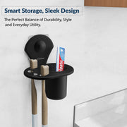 Plantex Royal Self Adhesive Stainless Steel Tooth Brush Holder/Tumbler Holder/Bathroom Accessories (Black, Powder Coated)
