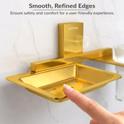 Plantex 304 Grade Stainless Steel Soap Dish with Glass Toothbrush Holder/Soap Stand/Soap Case with Tumbler/Bathroom Accessories - Pack of 1 (Crystal, PVD Gold)