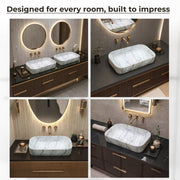 Plantex Tabletop Wash Basin/Bathroom Sink/Wash Basin Over Counter/Designer Ceramic Wash Basin for Bathroom (21.5x14x4.5 Inch - Marble Finish)