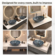 Plantex Ceramic Basin for Bathroom/Table Top Ceramic Basin/Washbasin for Bathroom - (BOAT-NS-553-Marble Finish, 16 x 13 x 5.5 Inch)