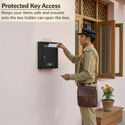 Plantex Letter Box/GI Steel Post Box/Suggestion Box for Office Use with Key Lock/Letter Box for Home gate/Mail Box (Black) - Wall Mount - A4 Size