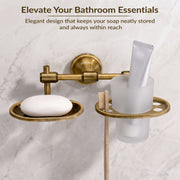 Plantex Niko Stainless Steel 304 Grade 2in1 Soap Dish with Tumbler Holder/Soap Stand/Tooth Brush Holder/Bathroom Accessories (Brass Antique)
