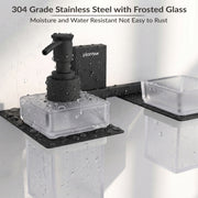 Plantex 304 Grade Stainless Steel Liquid Dispenser with Tumbler Holder/Toothbrush Holder/Shampoo Dispenser for Washbasin/Kitchen/Bathroom Accessories - Pack of 1 (Crystal, Black)
