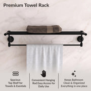 Plantex 304 Grade Stainless Steel Towel Rack for Bathroom/Towel Stand/Hanger/Bathroom Accessories - Niko (24 Inch-Black)