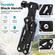 Plantex 12-in-1 Multipurpose Mini Hammer & Pliers Hand Tool Set/Stainless Steel Folding Multi-Tool Kit for Home DIY Repair & General Maintenance  Pack of 1, Black (MQ042G)
