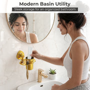 Plantex J4 Stainless Steel Toothbrush Holder for Bathroom/Toothbrush Stand for Bathroom/Tumbler Holder/Bathroom Accessories (PVD Gold Finish) Angel