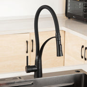Plantex Single Lever Sink Mixer with Dual Flow Pull-Out SprayerHot and Cold-Water Mixer Rotatable Flexible Sink Tap for Kitchen -Deck Mounted-(8984-Black) Brass, Powder Coated