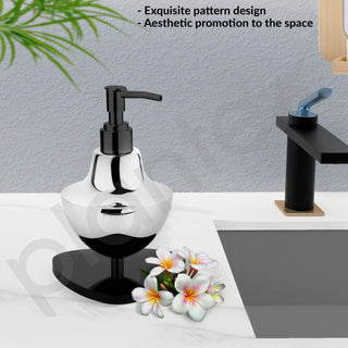 Plantex Chrome & Black Stainless Steel and Acrylic Shampoo Dispenser for Bathroom/Handwash Dispenser - Pack of 1
