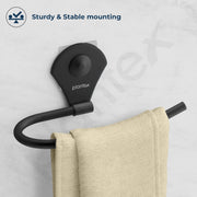 Plantex Royal Self Adhesive Stainless Steel Napkin Ring/Towel Ring/Napkin Holder/Bathroom Accessories (Black, Powder Coated)