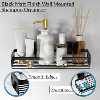 Plantex Bathroom Shelf for Wall/304 Grade Stainless Steel Shampoo Rack/Spice Rack for Kitchen/Wall Mount Storage Rack/Bathroom Accessories-Pack of 1 (2111, Black)