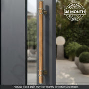 Plantex 18 Inch Main Door Handle/Stainless Steel & Wooden Door Handle/Pull-Push Handle for Door/Office & Hotel - Pack of 1 (DTMD-428, Brass Antique & Wood)