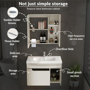 Plantex Unbreakable Wall Mount Wash Basin with Cabinet Full Set/Plywood Bathroom Vanity with Mirror, Coupling & Cabinet Motion Sensor Light (NZBC-35)