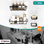 Plantex Self Adhesive Bathroom Combo - Plantex Bathroom Shelf/Soap Dish/Multipurpose Bathroom Organizer/Soap Holder/Bathroom Accessories - Combo (Black)