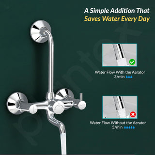 Plantex Wall Mixer 2 in 1 with L-Bend Connector for Overhead Shower/Nickel Chrome Mirror Finish Mixer for Bathroom with Wall Flange-(Mks-1279)