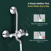Plantex Wall Mixer for Bathroom 2 in 1 with L-Bend Connecter for Overhead Shower with Brass Spindle/Mixer with Nickel Chrome Mirror Finish/Teflon Tape and Wall Flange-(Mks-1279)