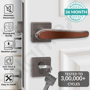 Plantex Main Door Lock/Mortise Lock for Doors - Robust Door Lock Handle for Home with Brass Lock Body & Cylinder (PT-014, Satin Black & Rose Gold)