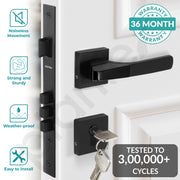 Plantex Triple Security Door Lock Set with 3 Years of Warranty/Mortise Lock for Door with Brass Lock Body & Cylinder (7114 - DC-Black & Z-Black)