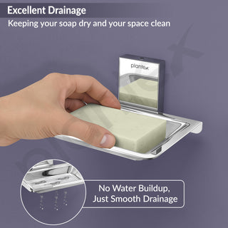 Plantex 304 Grade Stainless Steel Single Soap Dish/Soap Stand/Soap Case/Soap Storage for Bathroom - Crystal (1401-Chrome)
