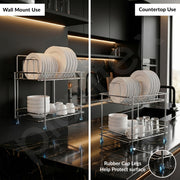 Plantex Stainless Steel Utensils Drying Rack/2-Tier Dish Rack/Plate Drying Rack for Kitchen Countertop/Bartan Stand - Chrome (13 x 8.5 x 12 Inch)