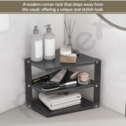 Plantex GI-Steel 3-Tier Pan Stand for Kitchen/Multipurpose Corner Floor Mount Shelf for Kitchen - Pack of 1 (Black)