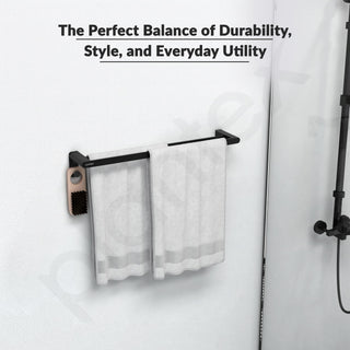 Plantex Space Aluminium Dual Towel Rod for Bathroom/Towel Holder with Hooks/Bathroom Towel Holder/Towel Stand/Bathroom Accessories (966, Gray) Pack of 1