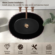 Plantex Designer Basin for Bathroom/Oval Table Top WashBasin/Countertop Hand Wash Basin/Vessel Sink for Restaurant/Hotel (19x15x5 Inch - Gold & Black)