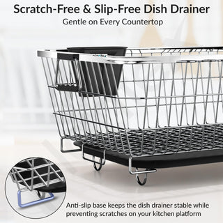 Plantex Stainless Steel Dish Drainer Basket for Kitchen Utensils/Dish Drying Rack with Drainer/Bartan Basket/Plate Stand (Size-54 x 40 x 24 cm/Chrome Finish)
