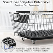 Plantex Stainless Steel Dish Drainer Basket for Kitchen Utensils/Dish Drying Rack with Drainer/Bartan Basket/Plate Stand (Size-54 x 40 x 24 cm/Chrome Finish)