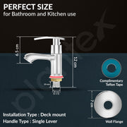 Plantex Pillar Tap for Bathroom with Water Saving Aerator and Brass Spindle/Wash Basin Tap with Teflon Tape/Single Lever Water Tap-(Samar-Chrome)