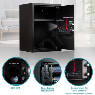 Plantex 56 Litres Safe Locker for Home/Safety Locker Box with Electronic Keypad & Emergency Keys/Master & User Code Access with LED Light/Tijori Box/2 Years Warranty By Plantex - Black