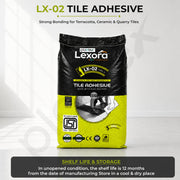 Plantex Lexora Tile Adhesive for Terracotta/Ceramic & Quarry Tiles/Polymer Modified Cement Adhesive for Floor & Wall Tiles Fixing/ Kitchen & Bathroom  Use - 20kg (LX-02, Grey)