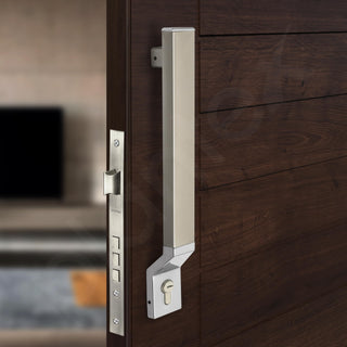 Plantex Door Handle/15 Inch Door Handle with Lock/Stainless Steel Handle Set for Home/Office/Door Accessories (Pack of 1, Satin White, Chrome)