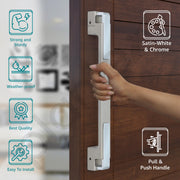 Plantex Door Handle/Main Door Handle/14 inch Pull-Push Handle for Home/Office/Hotel - Pack of 1 (SH-299, Satin White & Chrome) - 3 Years Warranty