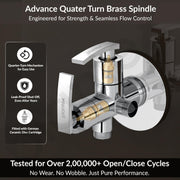 Plantex Pure Brass Angle Valve 2 in 1 with Teflon Tape Brass Wall Flange/Angle Cocke for Bathroom -(COL-1008-Chrome Finish)