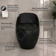 Plantex Imported Commode for Toilet/Rimless Siphonic Vacuum Jet Flush Western Commode/Floor Mounted Western Toilet with Soft Closing Toilet Seat - (Black Matt)
