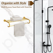 Plantex 304 Grade Stainless Steel 24 inch Towel Rack for Bathroom/Towel Stand/Hanger/Bathroom Accessories - Daizy (Golden)